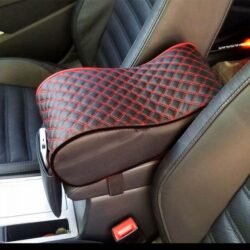 Armrest Universal And Phone Holder Black With Red Stitch