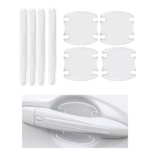 Universal Logo Siliocon 8 Pcs Transparent Car Door Handle Cup Anti Scratches Protective